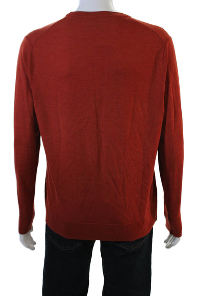 Brooks Brothers Mens Pullover Sweater Red 100% Merino Wool Crew Neck Size L
