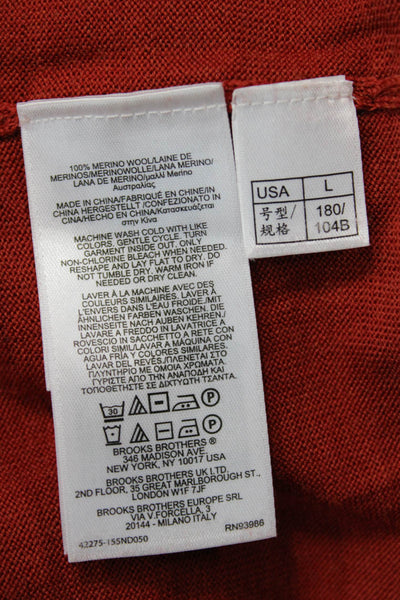 Brooks Brothers Mens Pullover Sweater Red 100% Merino Wool Crew Neck Size L