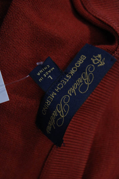 Brooks Brothers Mens Pullover Sweater Red 100% Merino Wool Crew Neck Size L