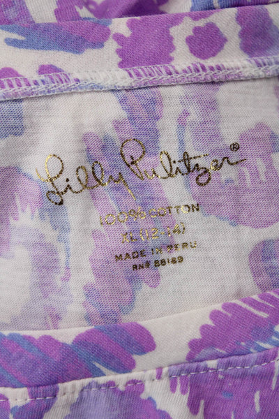 Lily Pulitzer Girls Cotton Abstract Short Sleeve Dress Purple Size XL