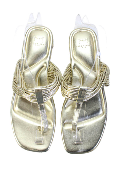 MARC FISHER LTD Womens Metallic Slide On Thong Sandals Gold Size 8M
