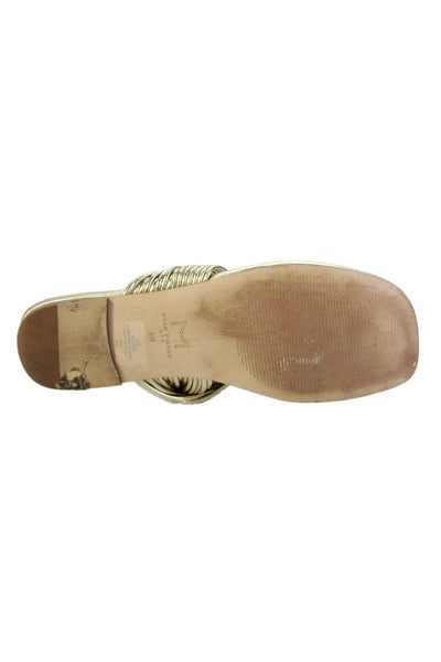 MARC FISHER LTD Womens Metallic Slide On Thong Sandals Gold Size 8M