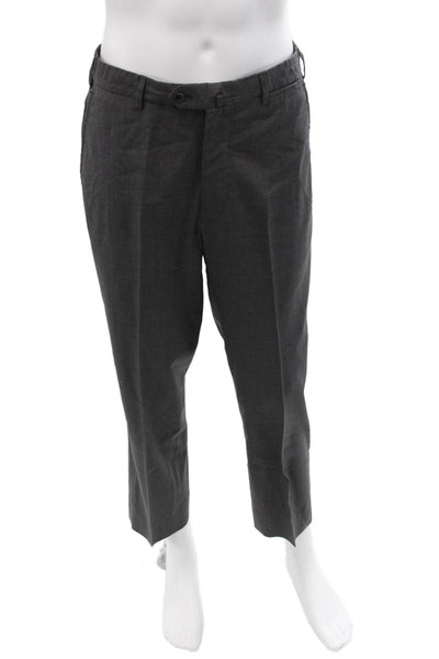 Domenico Vacca Mens Ankle Cropped Dress Pants Dark Gray Wool Blend Size 48