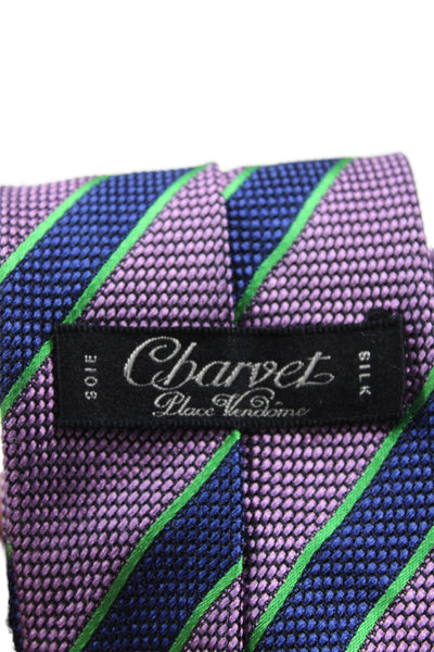 Charvet Mens Silk Striped Classic Neck Tie Purple Size OS
