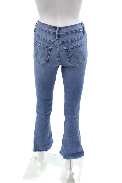 Mother Women Bootcut Cropped Jeans Blue Button Mid Rise 29 Inseam Size 24