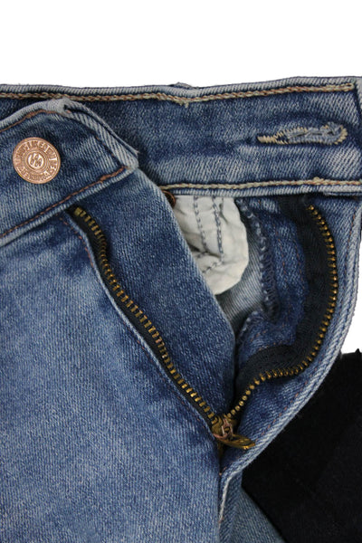 Mother Women Bootcut Cropped Jeans Blue Button Mid Rise 29 Inseam Size 24