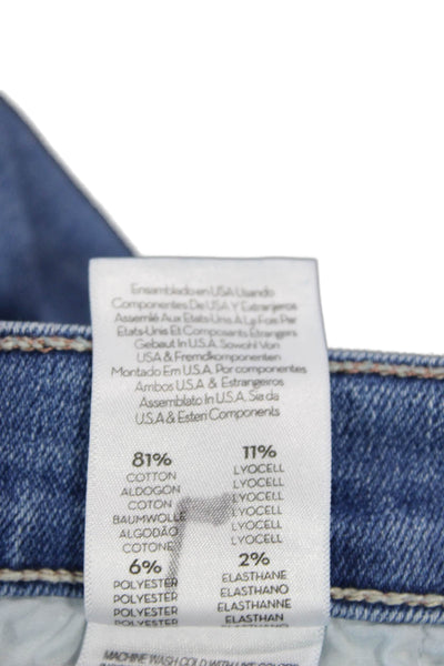 Mother Women Bootcut Cropped Jeans Blue Button Mid Rise 29 Inseam Size 24