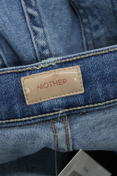 Mother Women Bootcut Cropped Jeans Blue Button Mid Rise 29 Inseam Size 24