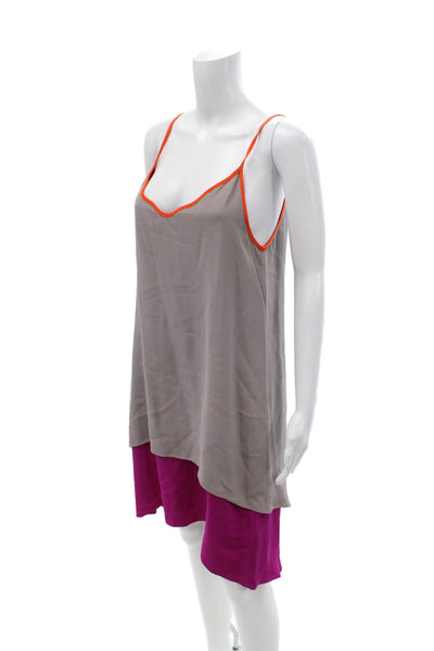 Loeffler Randall Women Gray Silk Slip Mini Dress Sleeveless Size 8