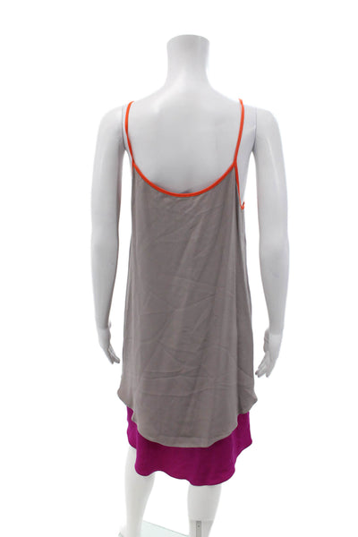 Loeffler Randall Women Gray Silk Slip Mini Dress Sleeveless Size 8