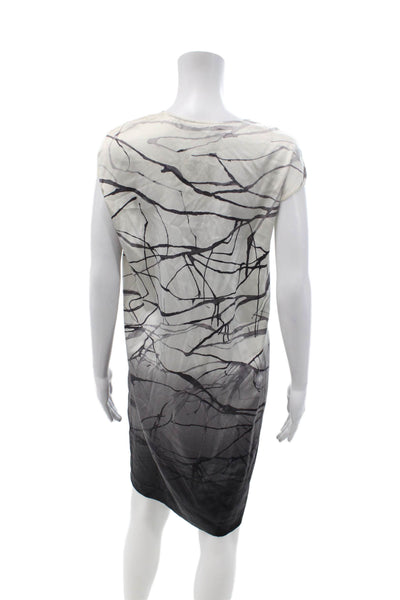 Vince Women Shift Dress Beige Silk Short Sleeve Knee Length Size M