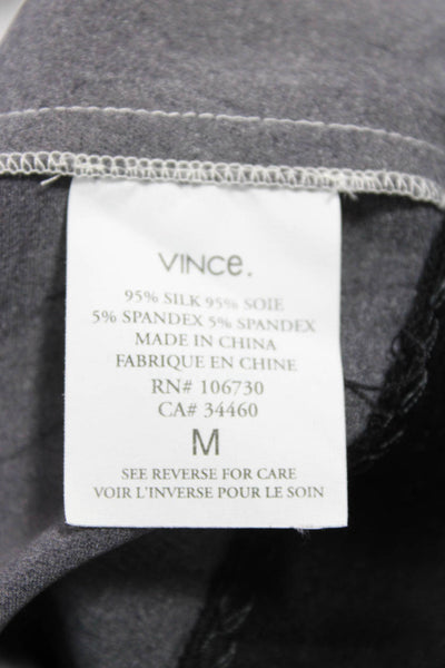 Vince Women Shift Dress Beige Silk Short Sleeve Knee Length Size M