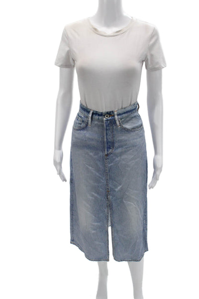 Rag & Bone Women Long Straight Pencil Skirt Light Blue 100% Tencel Size 24