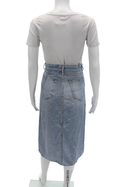 Rag & Bone Women Long Straight Pencil Skirt Light Blue 100% Tencel Size 24