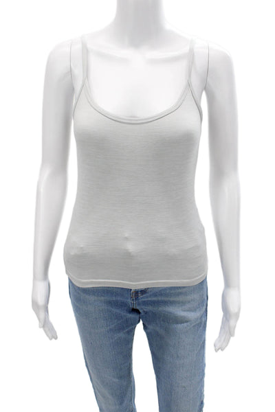 Set Women Active Tank Top Gray Nylon Scoop Neck Sleeveless Size S
