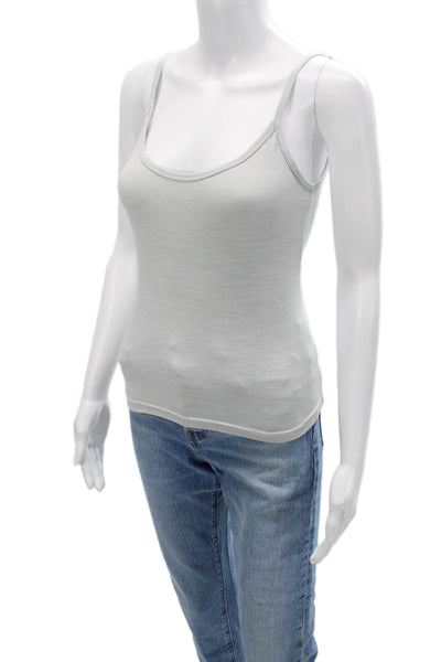 Set Women Active Tank Top Gray Nylon Scoop Neck Sleeveless Size S
