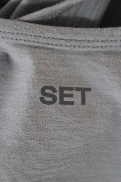 Set Women Active Tank Top Gray Nylon Scoop Neck Sleeveless Size S