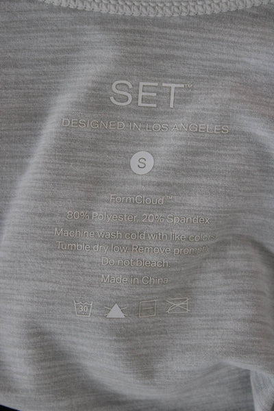 Set Women Active Tank Top Gray Nylon Scoop Neck Sleeveless Size S