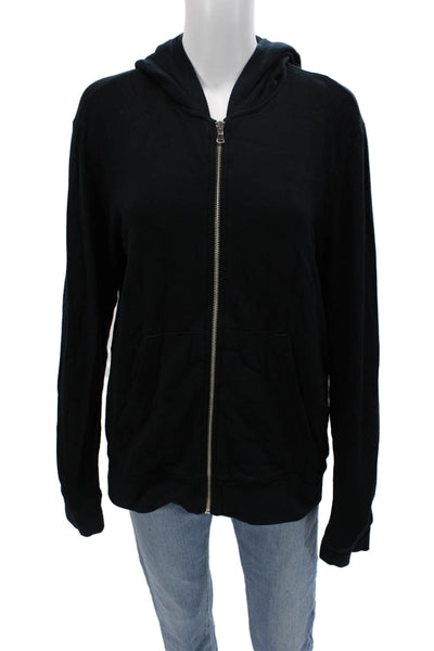 Velvet Unisex Full-Zip Hoodie Black Long Sleeve Modal Blend Size S