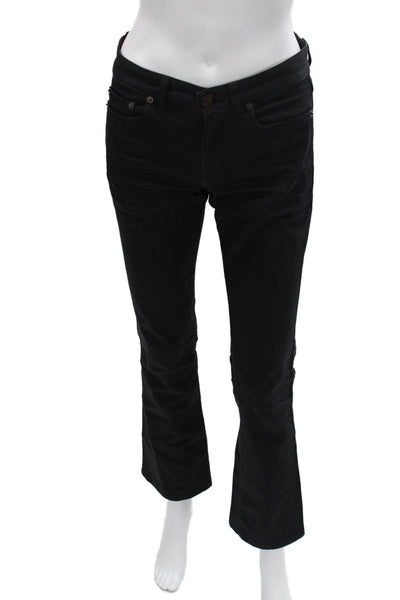 Saint Laurent Women Bootcut Jeans Black Cotton Button Designer 28in Size 24