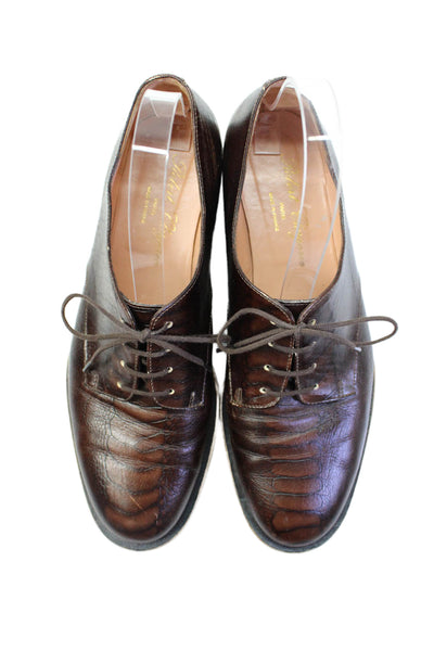 Robert Clergerie Mens Lace Up Lined Platform Oxford Shoes Brown Size 7.5