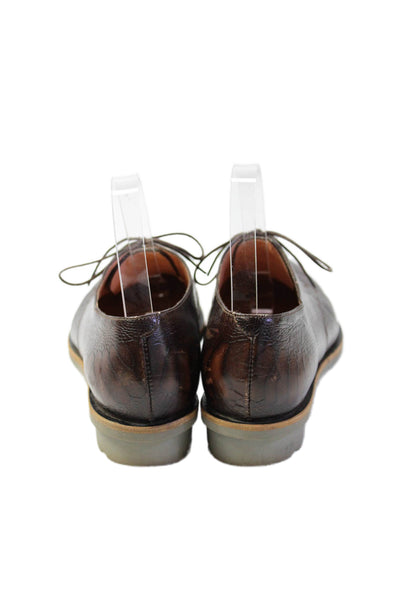 Robert Clergerie Mens Lace Up Lined Platform Oxford Shoes Brown Size 7.5