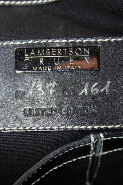 Lambertson Truex Womens Lined Graphic Printed Canvas Tote Handbag Black