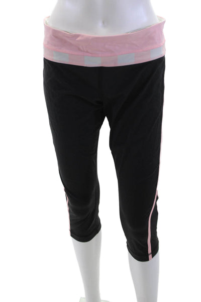 Lululemon Women Black Capri Cropped Pants Nylon Blend Zip Size 10