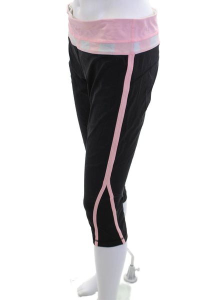 Lululemon Women Black Capri Cropped Pants Nylon Blend Zip Size 10