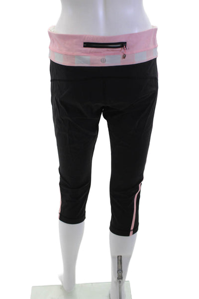 Lululemon Women Black Capri Cropped Pants Nylon Blend Zip Size 10