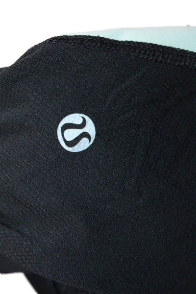 Lululemon Womens Black Striped Cropped Capri Leggings Nylon Blend Zip Size 8