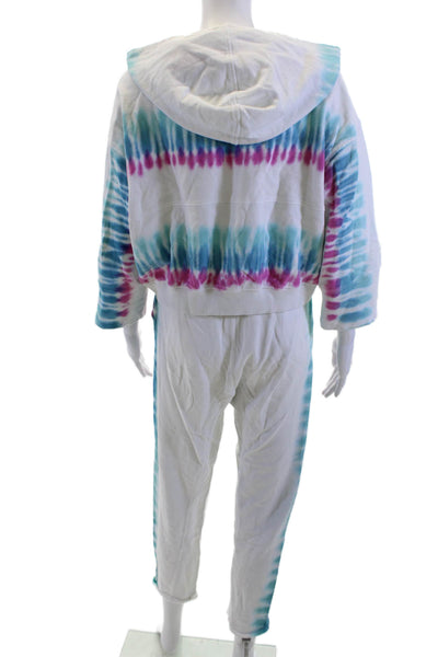 L Space Women Pullover Hoodie White Cotton 3/4 Sleeve Drawstring Missing Size S