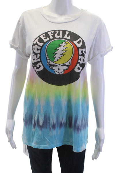 Chaser Women White 70s Graphic Crew Neck Jersey T-Shirt Short Sleeve Size S