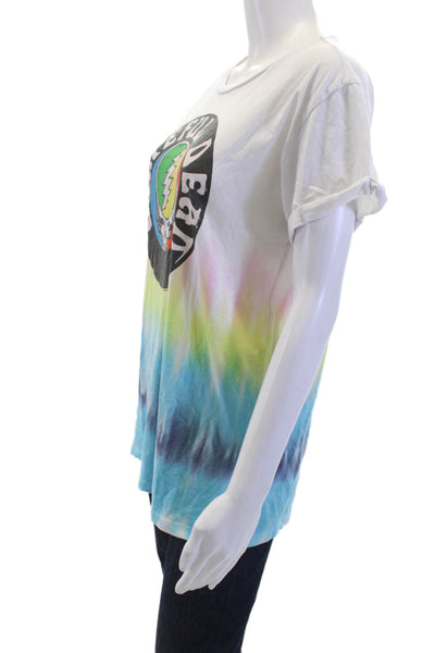 Chaser Women White 70s Graphic Crew Neck Jersey T-Shirt Short Sleeve Size S
