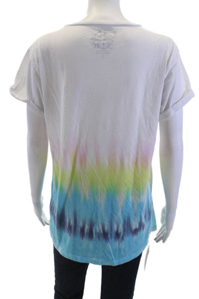Chaser Women White 70s Graphic Crew Neck Jersey T-Shirt Short Sleeve Size S