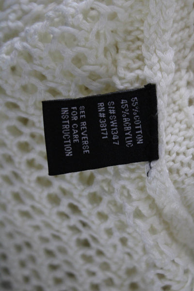 Ash Rain + Oak Womens Pullover Hoodie V Neck 3/4 Sleeve White Size S