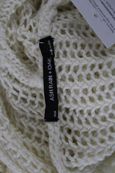 Ash Rain + Oak Womens Pullover Hoodie V Neck 3/4 Sleeve White Size S