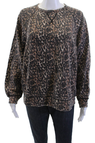 Sincerely Jules Womens Pullover Sweatshirt Black Animal Print Cotton Size S