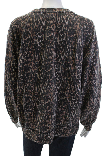 Sincerely Jules Womens Pullover Sweatshirt Black Animal Print Cotton Size S