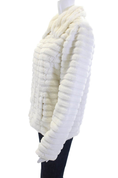 Hilary Radley Women White Collared Zip Classic Long Sleeve Jacket Size S