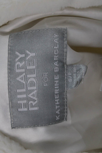 Hilary Radley Women White Collared Zip Classic Long Sleeve Jacket Size S