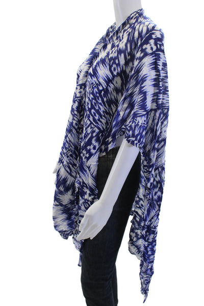 Michael Stars Womens Kimono Sweater Blue Geometric Viscose Size One Size