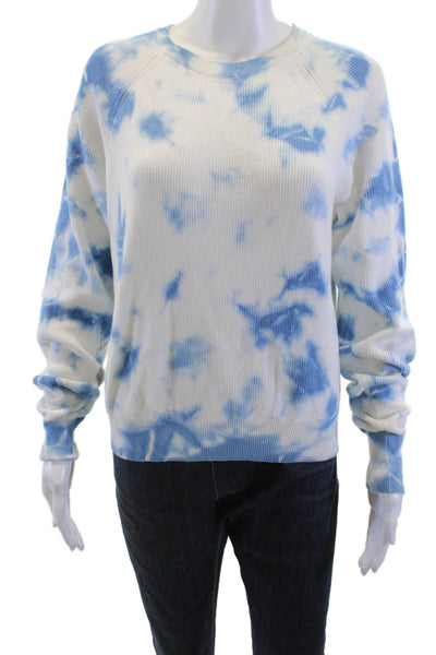 Aqua Womens Pullover Sweatshirts White Cotton Crew Neck Long Sleeve 90s Size S