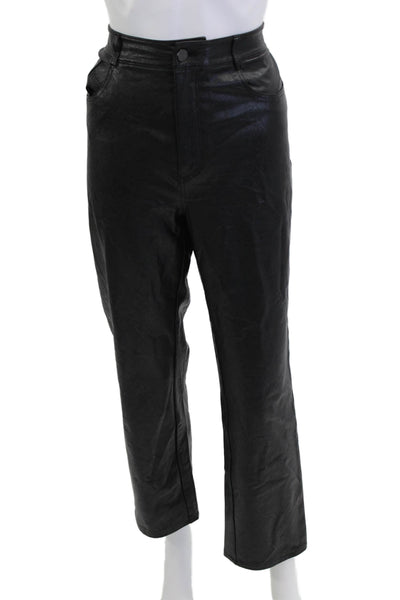 Paige Womens Cropped Biker Pants Black Polyurethane Size 31