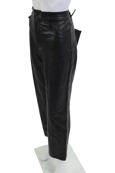 Paige Womens Cropped Biker Pants Black Polyurethane Size 31