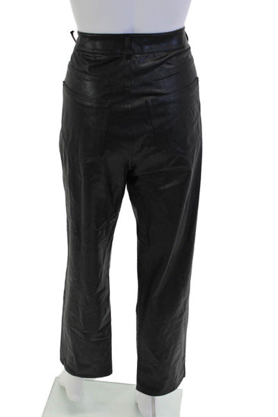 Paige Womens Cropped Biker Pants Black Polyurethane Size 31