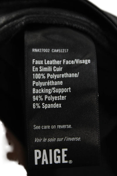 Paige Womens Cropped Biker Pants Black Polyurethane Size 31