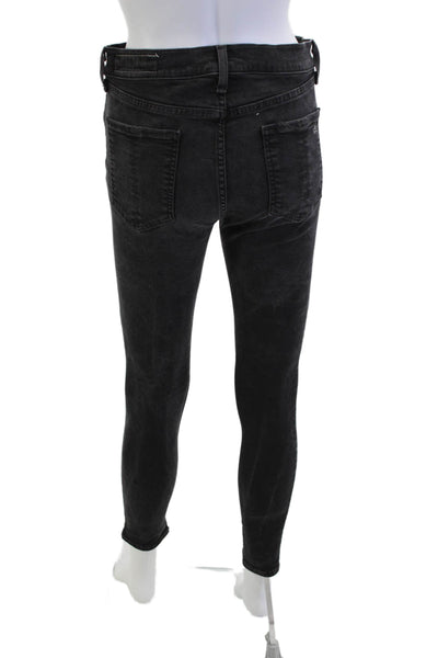 Rag & Bone Womens Ankle Skinny Jeans Black Mid Rise Button Size 30