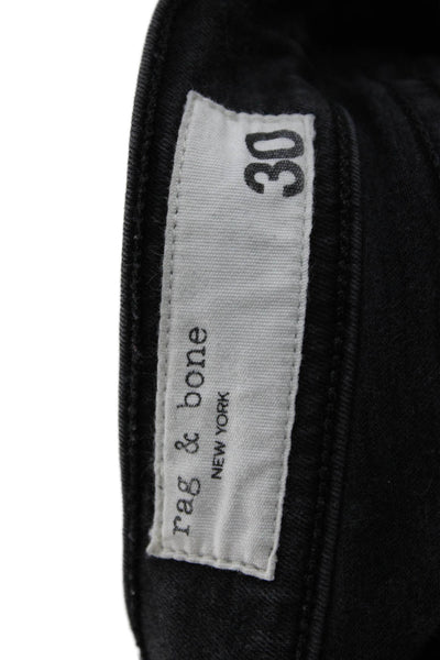 Rag & Bone Womens Ankle Skinny Jeans Black Mid Rise Button Size 30