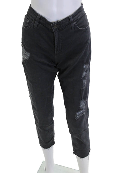 AG Adriano Goldschmied Women Cropped Boyfriend Jeans Dark Gray Size 31